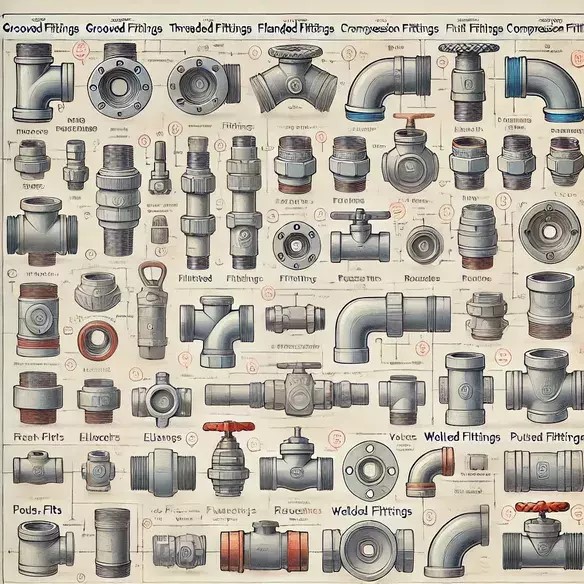 An informative poster featuring various types of fire pipes