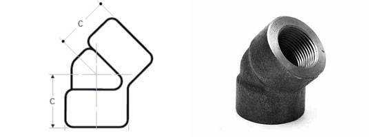 45 degree threaded elbow dimensions