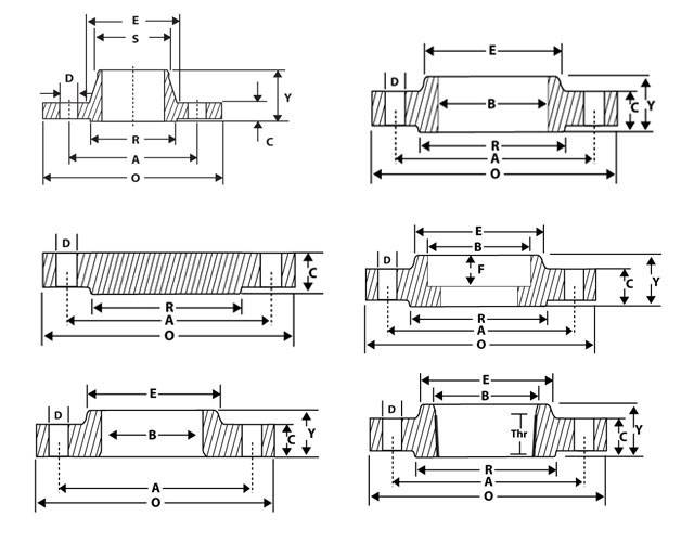ANSI B 16.5 Class 150 Flange Dimensions