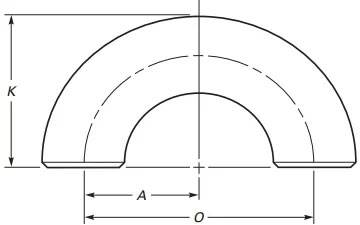180 Degree SR Elbow Dimensions