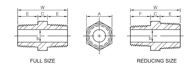 Hex Nipple Dimensions